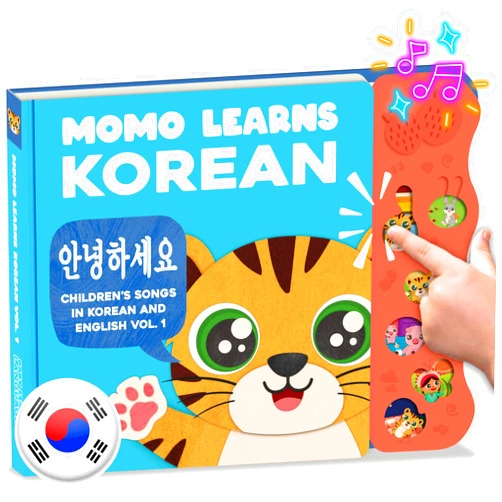 Momo Learns Korean New! Learn Korean for Kids, Momo Learns Korean Vol. 1, Bilingual Korean Baby Book for Kids, Babies & Toddlers 1-3, Kids Board Book w/ Hangul, First Words & Songs, Language Toy for Preschoolers 0-3