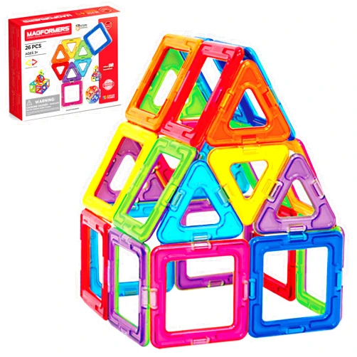 Magformers Rainbow 26PC Set | Magnetic Tiles Building Blocks, Educational STEM Toy Set | Magnetic Building Tiles for Kids to Develop Problem-Solving Abilities and Shape Recognition
