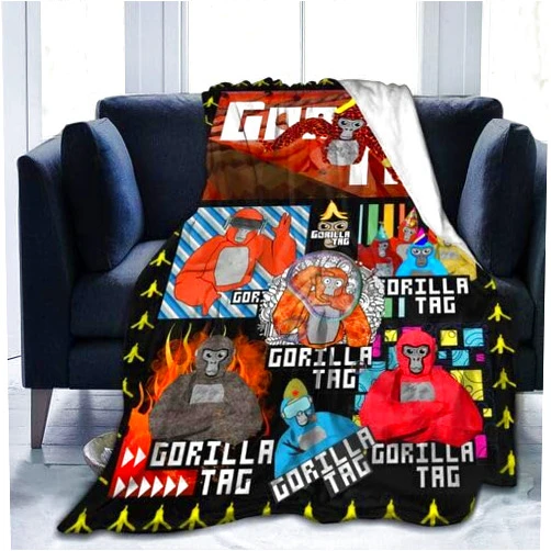 Generic Gorilla Blanket Gifts for Girls Boys Women Lightweight Game Gorilla Print Flannel Throw Blanket for Kids Men (Yellow, 50