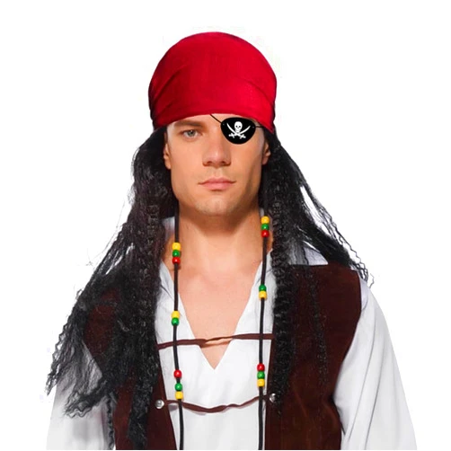 Tinuos Halloween Costume Pirate Bandana, Preium Linen Red Head Scarf for Women Men Renaissance Accessories