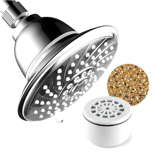 HOTEL SPA - Shower Head High Pressure with Shower Filter - 6 Inch Rain Shower Head - Enriched KDF, Showerhead Filter for Hard Water, 6-Setting, Ultra-Luxury, Showerspa (Chrome)