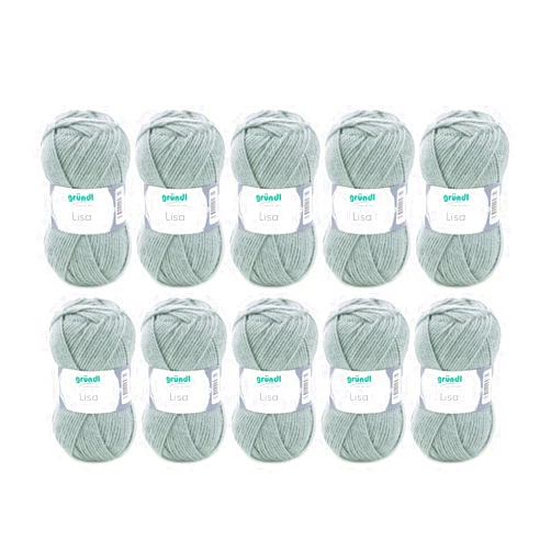 Gründl Lisa Premium Uni-Pack of 10 Balls, Acrylic, Pebble Gray 24, 10x 50g
