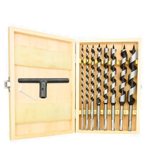 CHCYWJGJ Box 8PCS 9 inch Auger Wood Drill Bit,1/4,5/16,3/8,1/2,9/16,5/8,3/4,7/8Diameter,3/8-Inch Hex Shank,Ship Auger Long Drill Bit for Soft and Hard Wood, Plastic, Drywall and Composite Materials