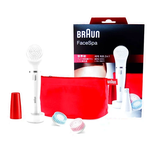 Braun FaceSpa 852 (Japanese Edition) Women's Miniature Epilator, Electric Hair Removal, with 2 Facial Cleansing Brushes, Beauty Pouch and Stand