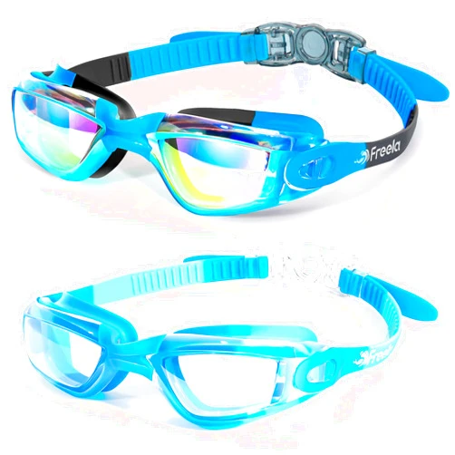 Freela Kids Swim Goggles, 2 Packs Swimming Goggles for Kids 3-14, Boys Girls Swim Goggles Anti Fog UV Protection No Leaking
