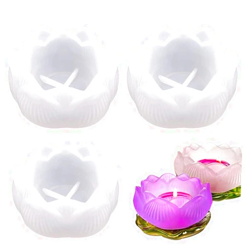 AIFUDA 3 Pcs Lotus Resin Molds, AIFUDA Resin Silicone Casting Molds Making DIY Trinket Dish, Storage Container, Candle Holder, Jewelry&Plant Pot