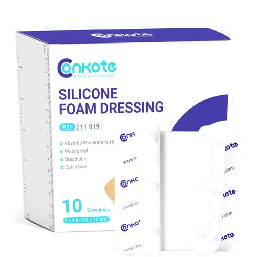 Conkote Silicone Foam Dressing Without Border 10 Pack, 4