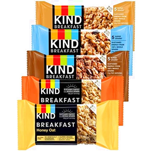 Azeko Kind Breakfast Bars, 5 Flavors Variety - (12 Pack = 24 Total Bars)