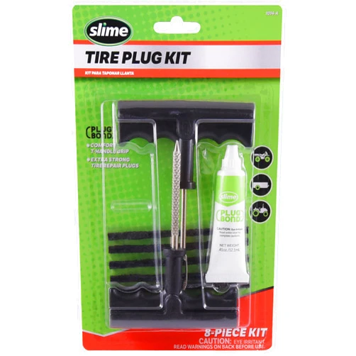 Slime 1034-A Tire Repair Reamer Plug Kit, Medium Heavy Duty Strings, T Handle Type and Plug Bond, 8 Piece Set