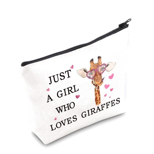 LEVLO Funny Giraffe Cosmetic Bag Animal Lover Gift Just A Girl Who Loves Giraffes Makeup Zipper Pouch Bag Giraffe Lover Gift (Who Loves Giraffes)
