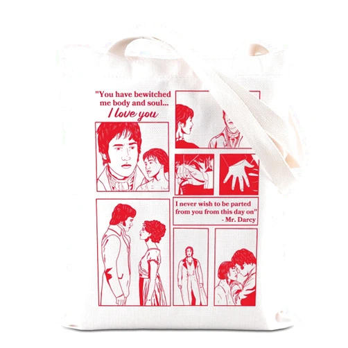 KUIYAI Pride Movie Merchandise Inspired Tote Bag Jane Literary Gift Classic Novel Lover Gift Mr Darcy Saying Handbag For Fans