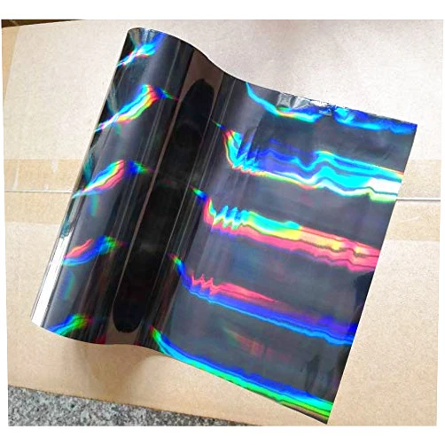 SSrise hot Stamping foil Holographic foil Black Oblique Light Beam Pattern hot Press on Paper or Plastic Transfer foil (64cm x 120m)