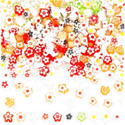 NBEADS 300 Pcs Handmade Millefiori Flower Beads, 10 Colors Mini Daisy Beads Lampwork Glass Bead Flat Flower Loose Spacer Bead for DIY Necklace Bracelet Earring Jewelry Making Crafts