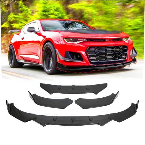 DEERMOTO Universal Front Lip for Car,3PCS Kit Front Bumper Lip Spoiler Adjustable Diffuser Protector Wide Body Kit for Honda Civic Toyota Ford Hyundai Nissan Chevy (Glossy Black-Sharp Corners)