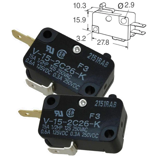 Omron V-15-2C26-K (Pack of 2) Basic/Snap Action Switches Miniature Basic Switch