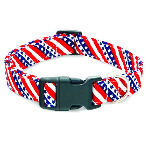 Tunkoo American Flag Dog Collar，4 of July Cute Adjustable Patriotic Collar for Boy and Girl Dogs, Dog Collar with Strong Plastic Buckle - for Small Medium Large Pets, S
