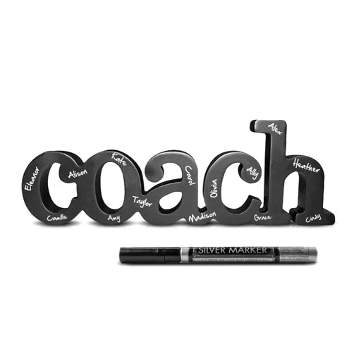 ChalkTalkSPORTS Coach Gift - Autograph Ready Coach Wood Word Sign with Pen - Handcrafted Ready to Sign Team Gift