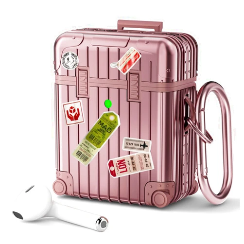 KOREDA Compatible with AirPods Case Cover, Funny Suitcase Design Case for Airpods 2nd Generation/1st Generation, Cute Fashion Protective Hard Case for Women Men with Keychain