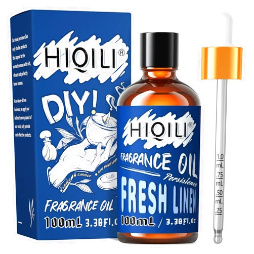 HIQILI Fresh Linen Fragrance Oil 100ml, Single Essential Oil for Diffuser Car Freshies, Clean Fresh Scent for Candle Making Soap Laundry 3.38 Fl Oz