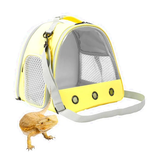 WEVONIGU Bearded Dragon Carrier,Lizards Carrier, Small Animal Travel Carrier for Hedgehog Rat Parrot Bird Guinea Pig, Portable Guinea Pig Travel Carrier for 2 (YELLOW, Carrier)