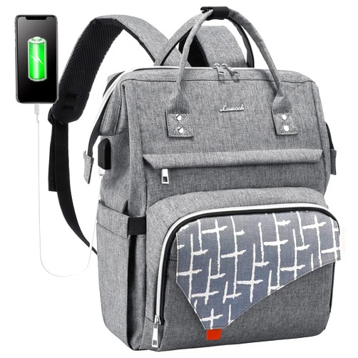 LOVEVOOK Laptop Backpack for Women,17 Inch Work School Travel Bag Computer Bags Teacher Nurse Backpack Purse Bookbag (Upgraded) 17 Inch Grey 02