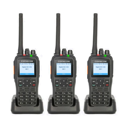 CONNECOM DMR Digital & Analog Two Way Radios Long Range Rechargeable - CONNECOM Heavy Duty Walkie Talkies for Adults Rugged 2 Way Radios for Warehouse Factory Docks Commercial Construction etc. GD900 3 Pack
