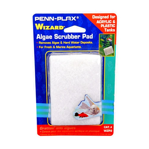 Penn-Plax WZP2 Wizard Grime Scrubber Pad – for Plastic or Acrylic Tanks – 3” x 4”