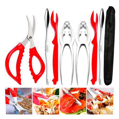 TORINALITAL Crab Leg Crackers and Tools - Lobster Crackers and Picks Set Shellfish Crab Claw Cracker Stainless Steel Seafood Crackers & Forks - lobster tools for eating