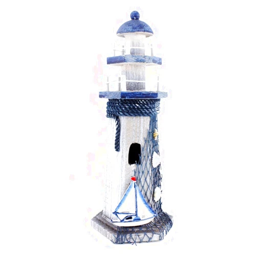 Chaomian Home Ornaments Sail Boat Wooden Lighthouse 10.6