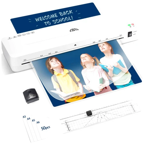 GLADTOP Laminator Machine, A3 Laminating Machine with 50 Laminating Pouches, Paper Trimmer, and Corner Rounder, 13-Inch Cold and Thermal Laminator Machine for Home Office School