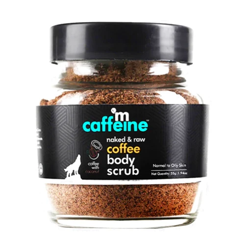 mCaffeine Naked and Raw Coffee Body Scrub - Body Wash Treats Ingrown Hair - Body Exfoliator Softens Skin - Coconut - All Skin Types - 1.94 oz