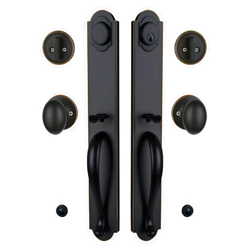 TMC Double Door Handleset with Knob Handle for Front Door in Aged Bronze (Keyed Entry Handle and Dummy Hanleset),MDHST201810B-KB-DOUBLE