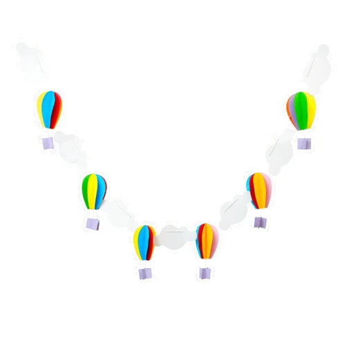 GLACIART ONE Paper Hot Air Balloon and Cloud Garland | Hanging Hot Air Balloon Wall Decor, Bedroom Wall Banners, Decoration for Baby Nursery, Kids Room, Classroom | 7 ft Long