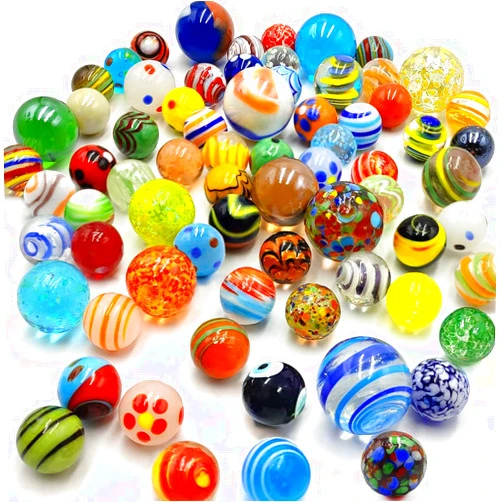 DSHMIXIA 71pcs Assorted Marbles for Kids Handmade Big and Small Glass Marbles Bulk Set for Marble Game Toy Cool Colorful Marbles