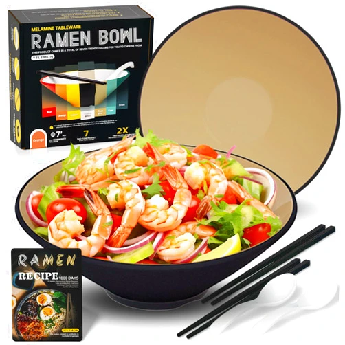 YTLEMON Ramen Bowls Set of Plastic,2 Sets of 20oz Double-sided Color Matching Serving Bowls With Chopsticks and Spoons for Salad Cereal,Essential Dinnerware for New Apartments Suitable as Housewarming Gifts