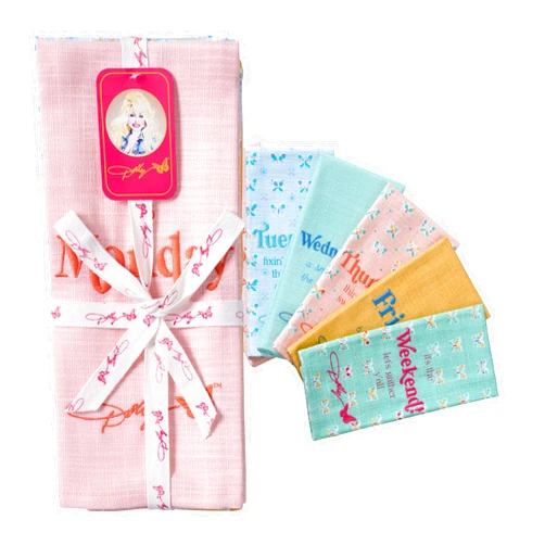 Dolly Parton Days of the Week Kitchen Towel Set - 100% Cotton Soft Durable Dishtowel Décor with Dolly Signature Embroidery, Cute Phrases, and Butterflies for Everyday Use - Butterfly Multi Colored 6pk