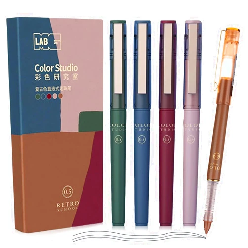 M&G 5 Pcs Liquid Rollerball Pens Ultra Fine Point Pens with Black Ink, 0.5mm Vantage Pens Smooth Writing for Note Taking, Office School Supplies Gifts Student Women Men