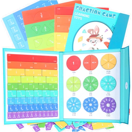 AMAMIA Montessori Magnetic Book Fraction Puzzle,Educational Math Fraction Manipulatives for Child,Magnetic Fraction Tiles for Elementary School,Magnetic Fraction CirclesToy for 4,5th Grade.