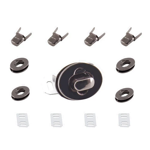 Jersvimc 5Pcs Black Turn Locks Clasp, Oval 5/8 Inch Twist Lock Purse Closure Lock Metal Handbag Lock Hardware Small Twist Lock Fastener(0.9