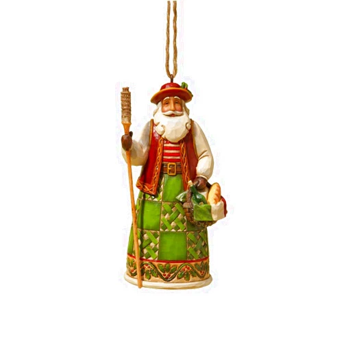 Enesco Jim Shore Heartwood Creek Italian Santa Stone Resin Hanging Ornament, 4.75, Multi Color