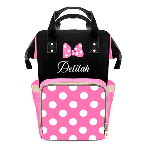 Elegira Custom Diaper Bag Backpack for Moms with Name - Personalized Nursing Bag Insulated Pockets and Casual Daypack Travel Bag for Girls