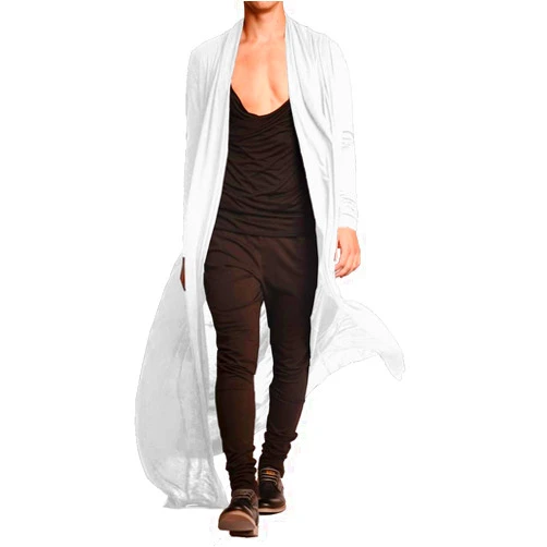 COOFANDY Men's Lightweight Ruffle Shawl Collar Cardigan Open Front Long Length Drape Cape Overcoat