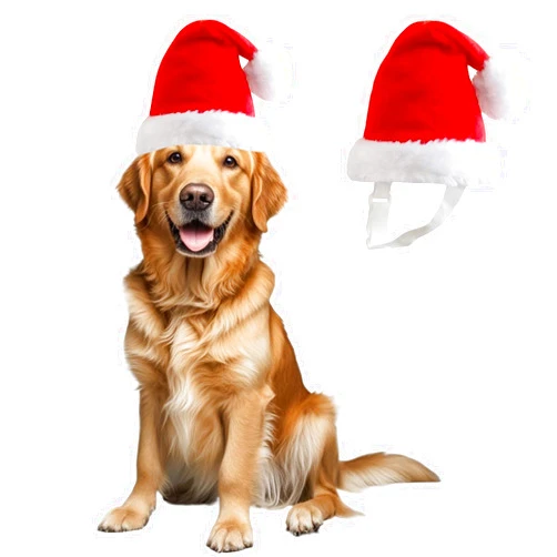 Wiz BBQT Large Dog Santa Hat with White Pompom,Adjustable XL XXL Pet Dog Christmas Hat Semi-Padded with Elastic Strap,Golden Retriever Great Dane German Shepherd Christmas Costumes (Large)