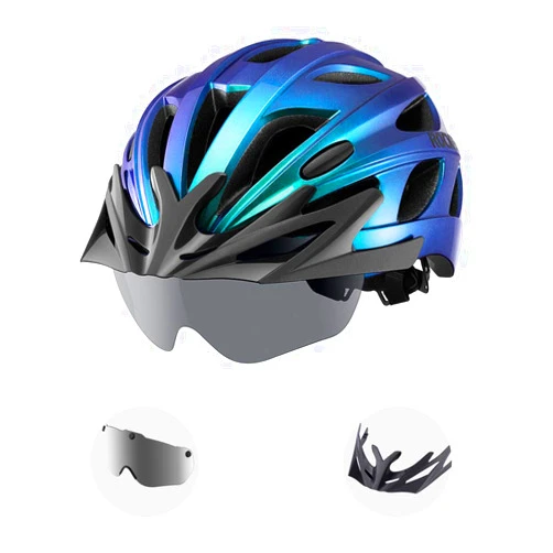 ROCKBROS Bike Helmet for Men Women Cycling Helmet with Removable Goggles & Sun Visor Mountain & Road Bicycle Helmets Adjustable Size Adult Cycling Helmets