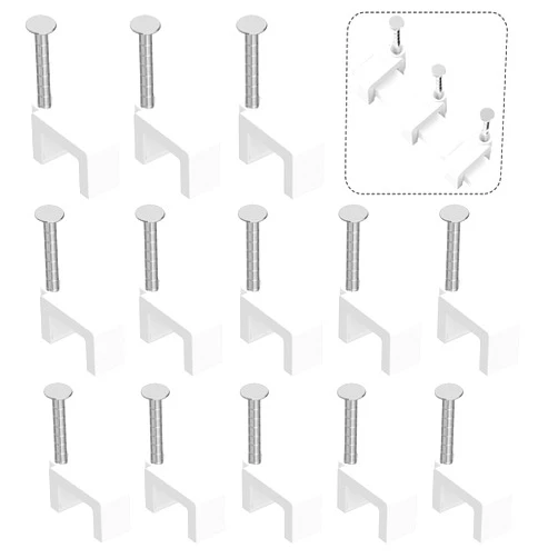 Easytle Cable Clips Nail in Cable Clips 100 Pcs 8mm Flat Ethernet Cable Wall Clips Cable Tacks Coax Cable Clips Speaker Wire Clips Cable Nails for Cords Cat5/Cat5e/Cat6/Cat7 RJ45 Cord Clips
