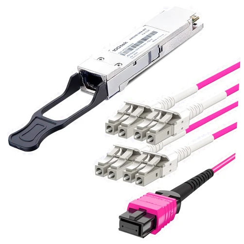 10Gtek 1 Pack of 40 Gigabit QSFP+ MPO Multi Mode Transceiver 40GBASE-SR4 Module for Mellanox MC2210411-SR4 and 1 Pack of MPO to 8X LC Fanout Fiber Jumper Patch Cord