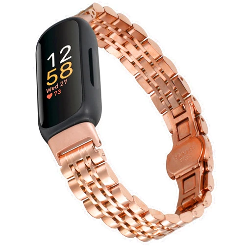 AWSMORE Metal Band Compatible with Fitbit Inspire 3, Adjustable Stainless Steel Women Replacement Wristbands Classy Dressy Bracelet Heart Rate Fitbit Inspire 3 Straps Accessories