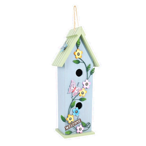 Yinns Hanging Birdhouse for Outdoor, Garden Decorative Wooden Bird House, Colorful Flower Two-Tiered for Hummingbird Small Bird