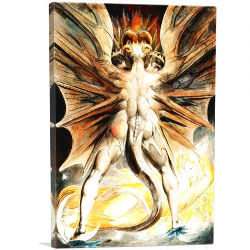 ARTCANVAS The Great Red Dragon and the Woman Clothed in Sun Canvas Art Print Stretched Framed Painting Picture Poster Giclee Wall Decor by William Blake - 12