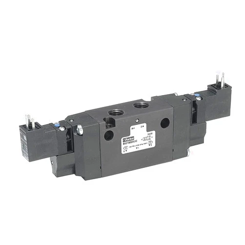 Parker Hannifin B561BB553C Series B5 Double Solenoid 4-Way Air Control Valve, 3-Position CE, #1 Int. Port, Vented, Non-Locking Flush, 15mm 3-Pin DIN 43650C, 120/110V / 60/50 Hz AC, 1/4